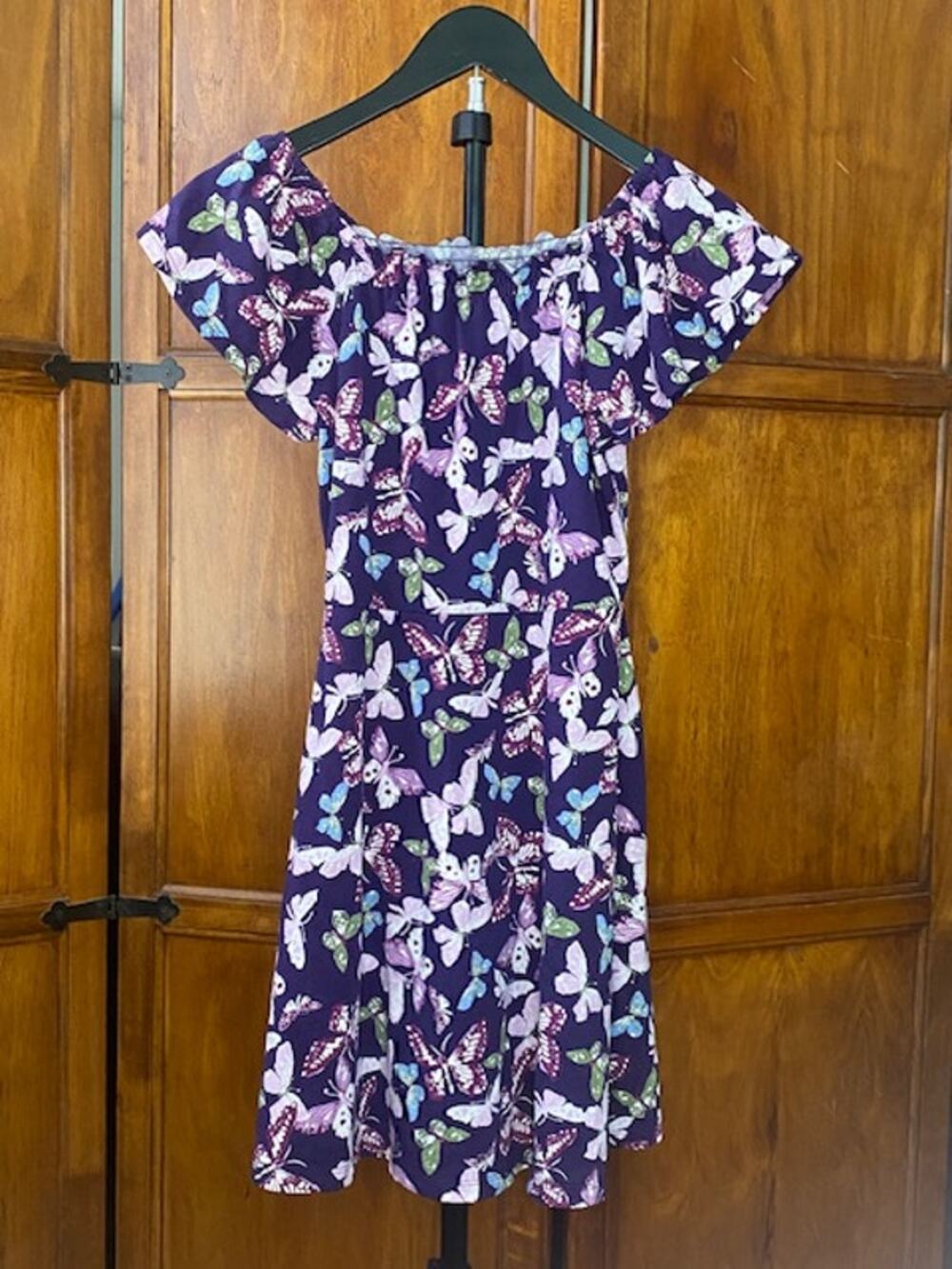 Children's Place Girls Dress XL/TG 14 Purple Butterfly Print Short Sleeve